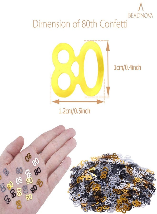 BEADNOVA 80th Birthday Confetti Eighty Years Old 80 Anniversary Number Confetti for Birthday Party Decor Wedding Table Decoration (1oz, Gold Silver Black Mix) - Image 2